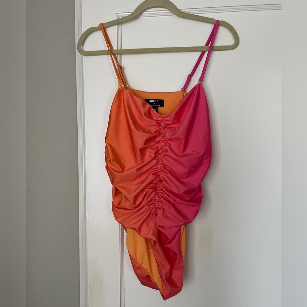 Beach Riot for Anthropologie pink/orange gradient one piece swim suit